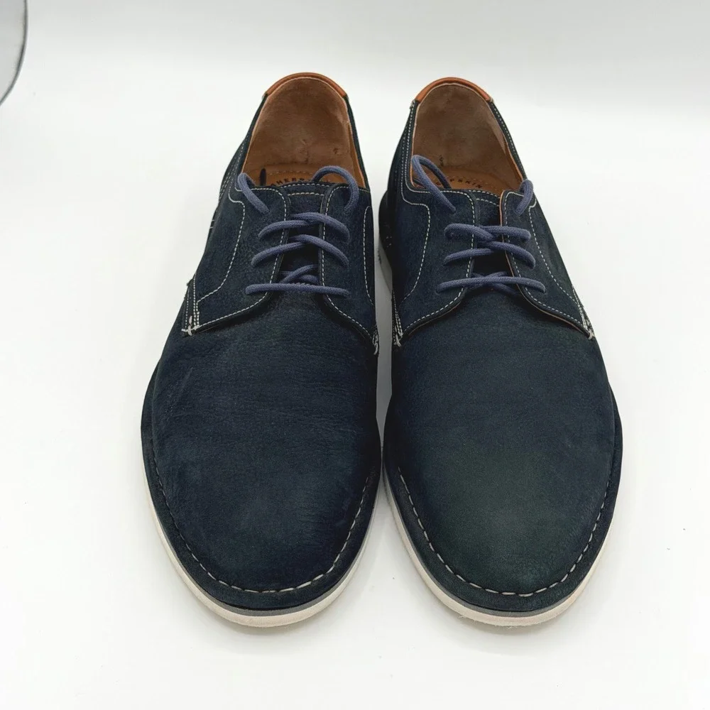 Johnston & Murphy Mens 9.5M Luke Navy Blue Suede Derby Shoes Lace Up Casual Work